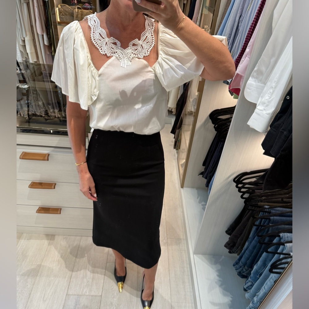 Chic White Lace Accent Blouse